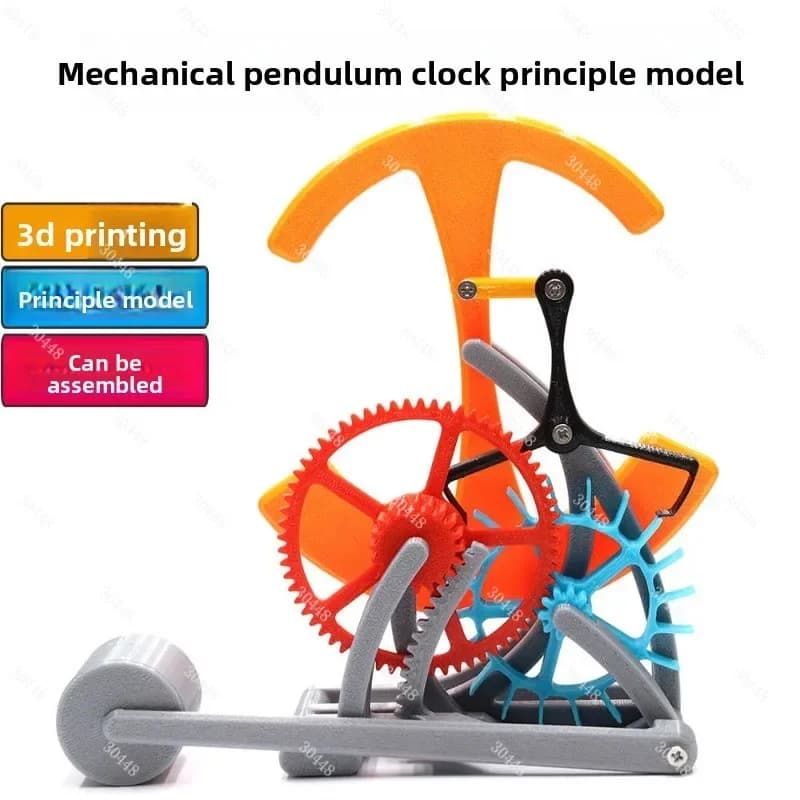 Modello del Principio dell'Orologio a Pendolo Meccanico Semplice, Parti Stampate in 3D, Set di Ingranaggi a Pendolo di Grandi Dimensioni per l'Insegnamento, Museo della Scienza