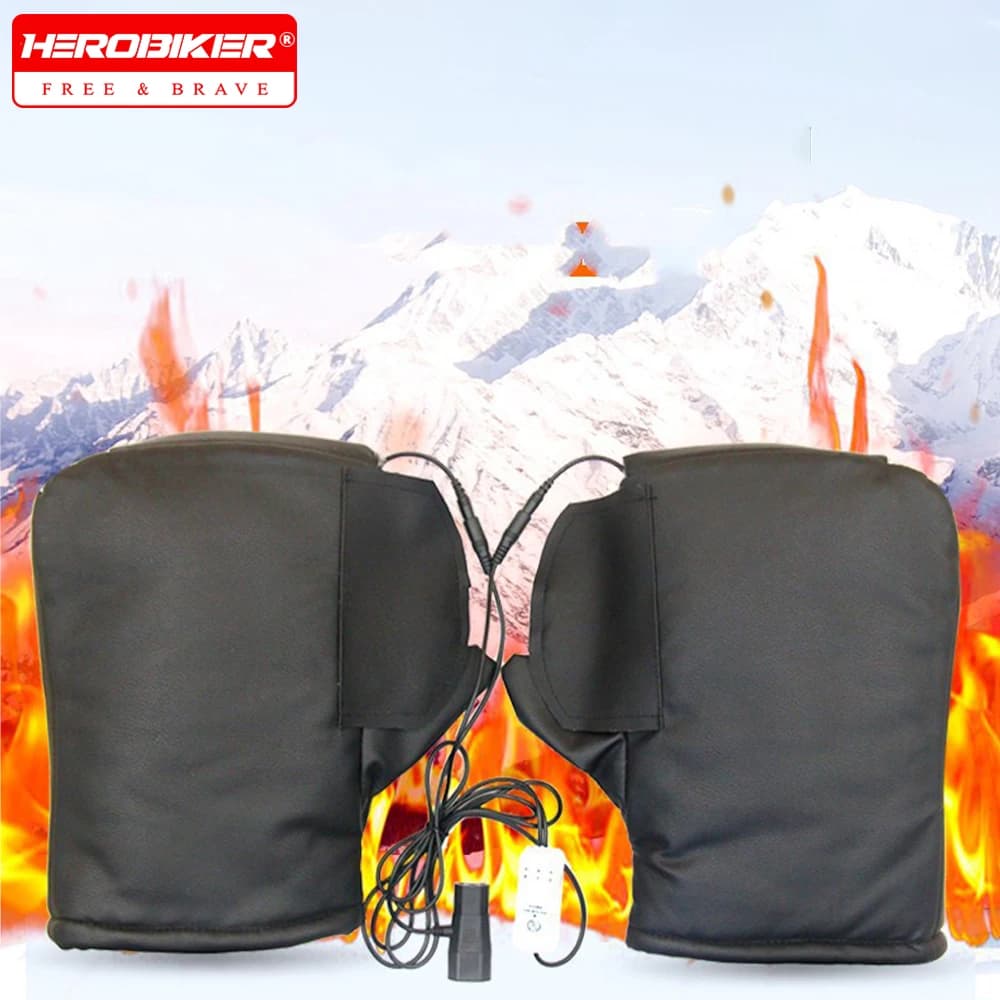 1 paio di coperture per manubrio riscaldanti per moto, batteria invernale, bici, guanti per parabrezza riscaldati elettrici, manico caldo antivento ispessito