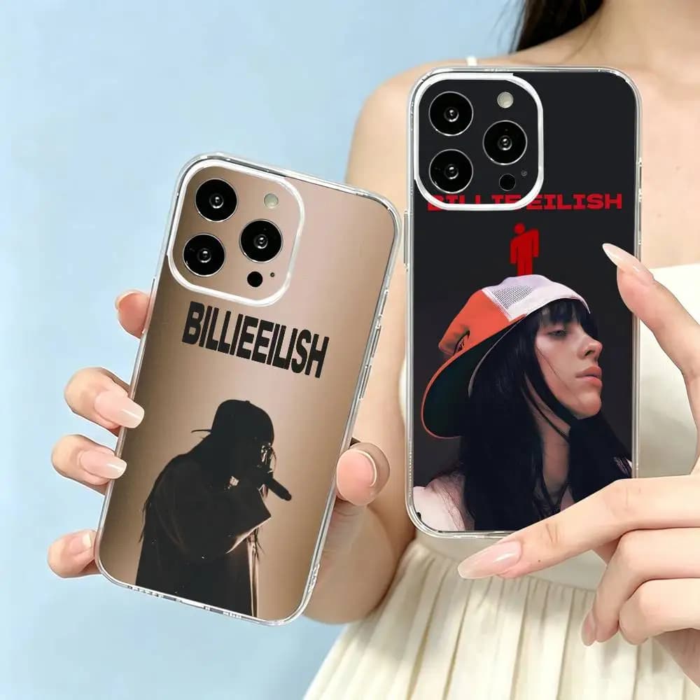 B-Billie Eilish Funny Girl Phone Case For iPhone 17 16 15 14 13 12 11 Mini Pro Max Plus Transparent Cover