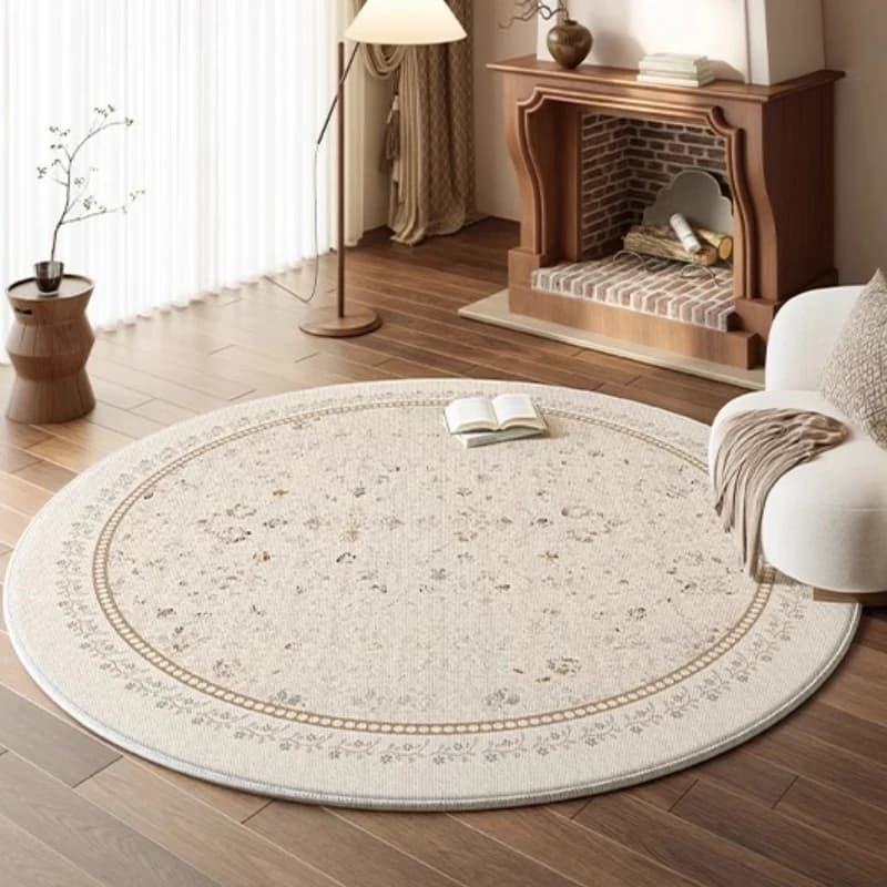 Medieval Style Carpets for Living Room Round Bedroom Decor Rug Light Luxury Soft Wardrobe Floor Mat Home Thicken Washable Carpet