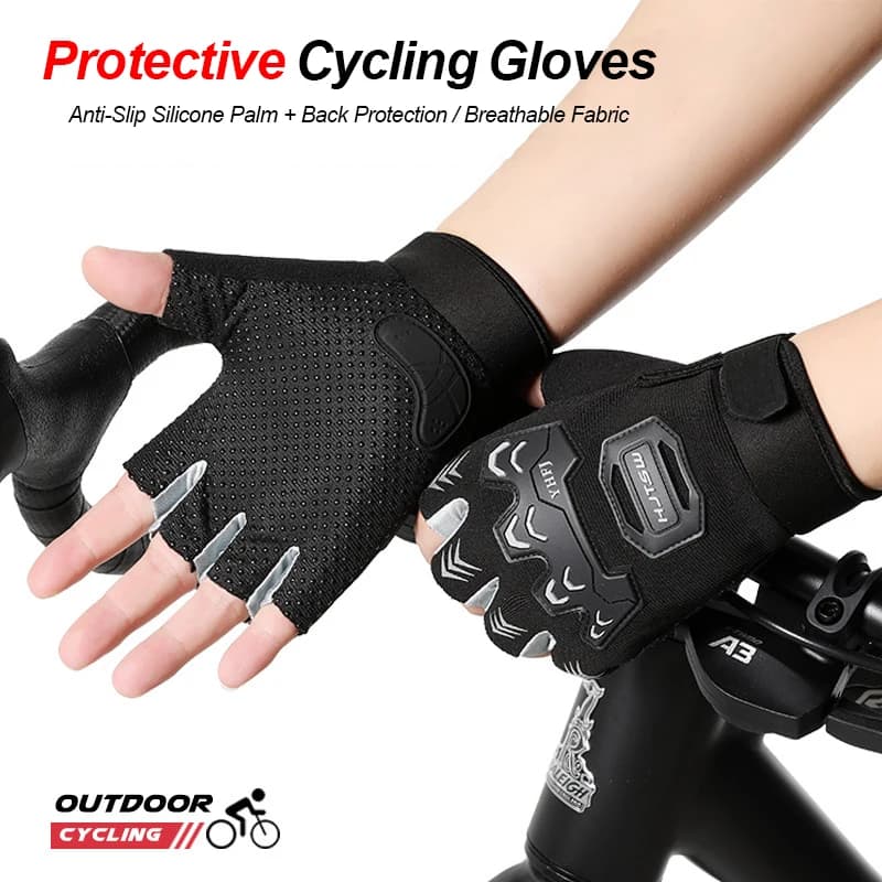 Guanti Senza Dita per MTB, Antiscivolo e Antiurto, per Ciclismo, Moto, Palestra, Allenamento e Sport all'Aperto
