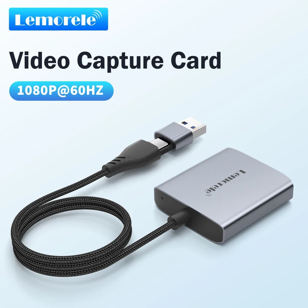 Scheda di acquisizione video Lemorele Ingresso compatibile HDMI Uscita 1080P 60 Hz per la registrazione di giochi Grabber in streaming live per PS4/5 Sw