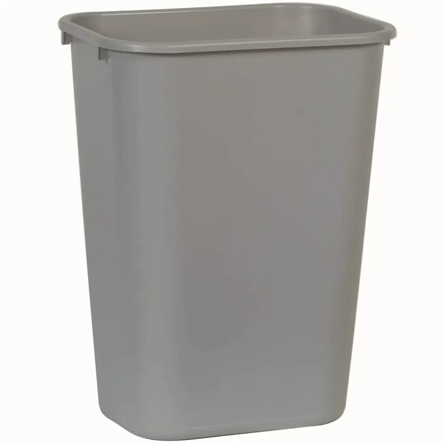 Office Wastebasket, 10.25 Gallon Plastic Rectangular Open Top Garbage Bin No Lid, Gray