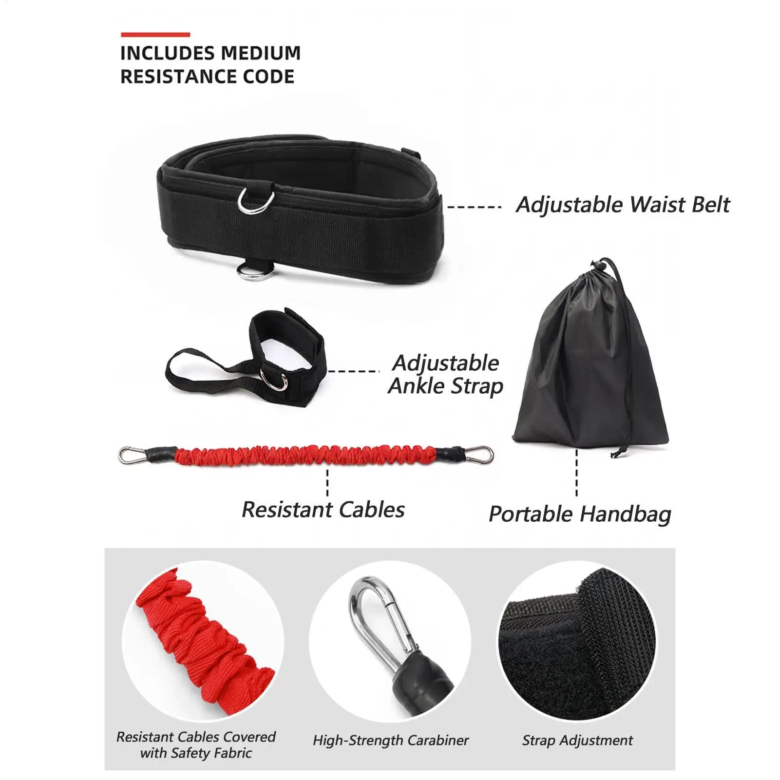 Ausilio per l'allenamento dello swing da golf con cintura regolabile, cinturino per la caviglia e borsa per il trasporto, ideale per principianti, per campo pratica, giardino e garage