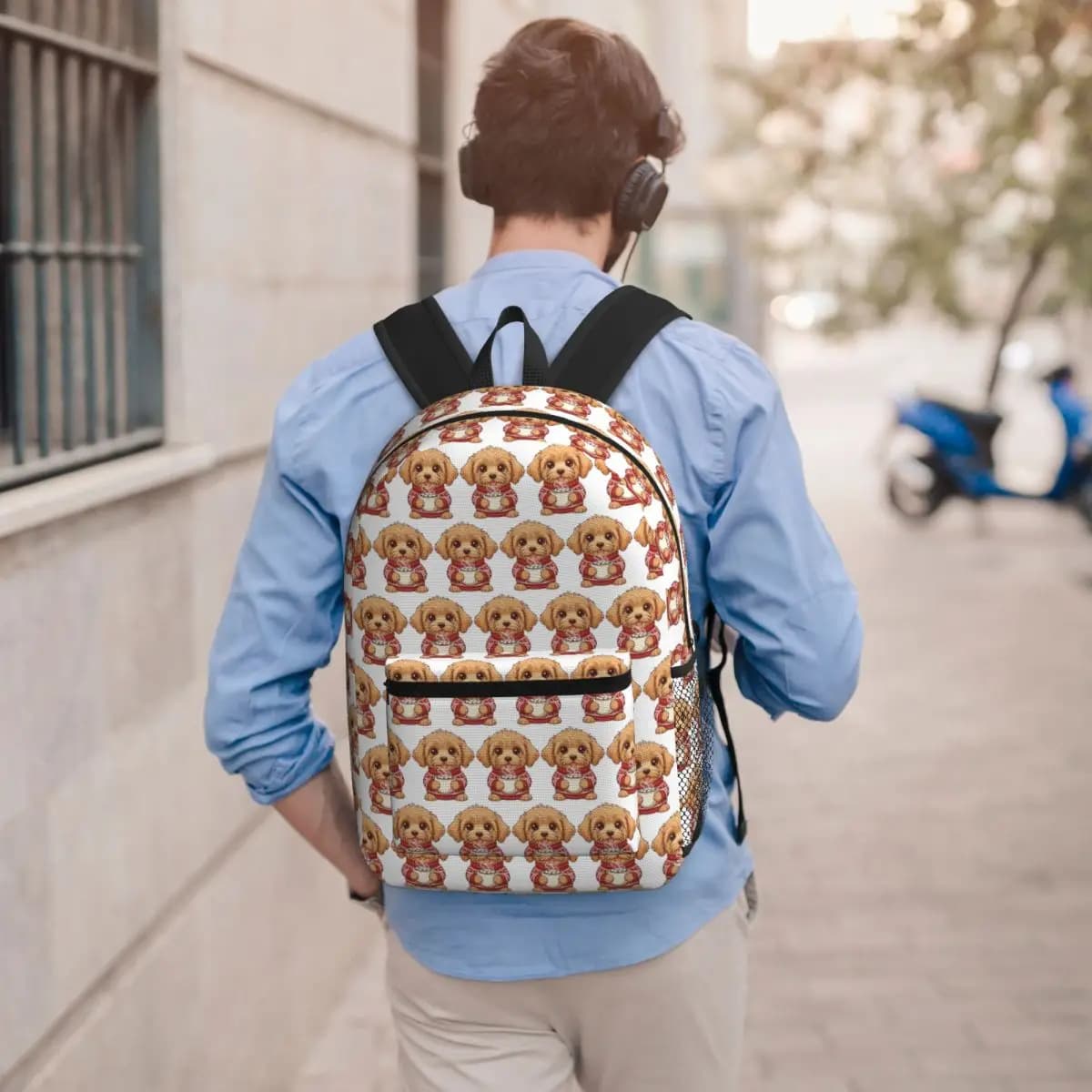 Christmas Goldendoodle Puppy With Hot Cocoa Backpack Borsa per libri per ragazzi e ragazze Borsa per la scuola per bambini Borse a tracolla per laptop per uomini e donne