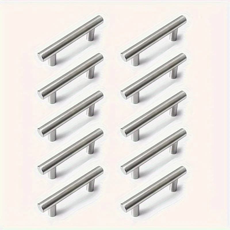 Maniglie per mobili moderne in acciaio inossidabile da 12 pezzi. Design moderno ad arco. Maniglie per cassetti per mobili in metallo spazzolato. Maniglia per barra