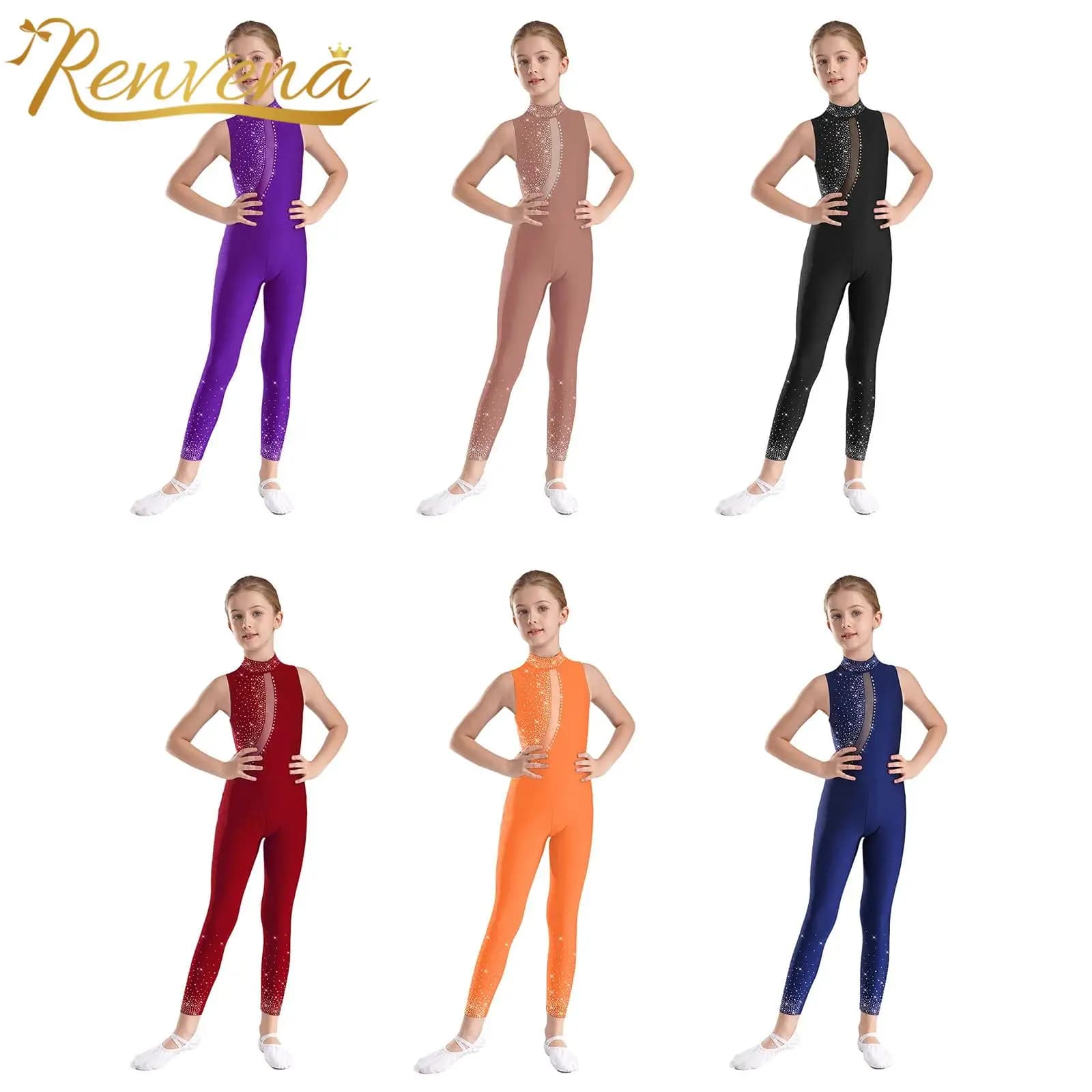 Children Gymnastics Leotards for Girl Yoga Bodysuit Figure Skating Jumpsuit Acrobatics Ballet Bodysuit Teens Kids Dance Clothes