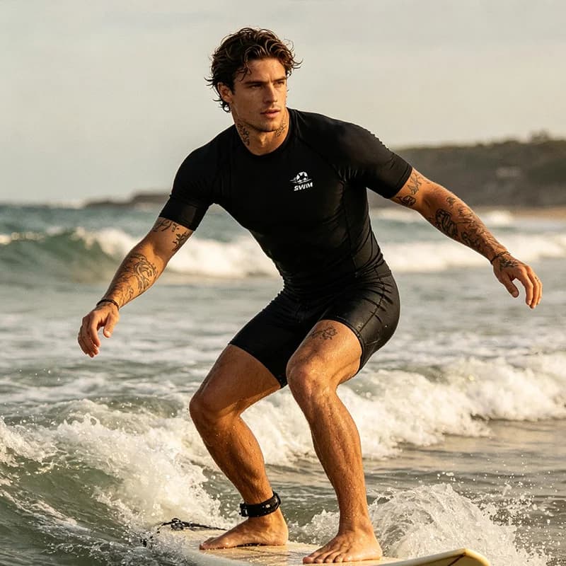 Men's sun protection diving suit, sun protection t-shirt, quick drying compression swimming short sleeved beach surfing top