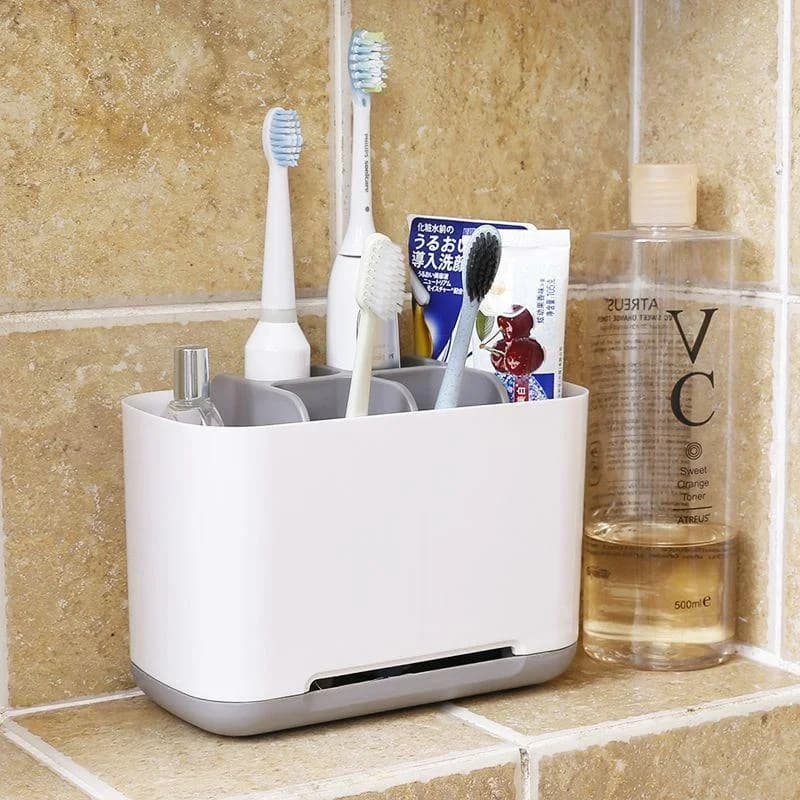 Portaspazzolino e Portadentifricio Elettrico in Plastica, Staccabile, per Bagno, Accessorio da Bagno