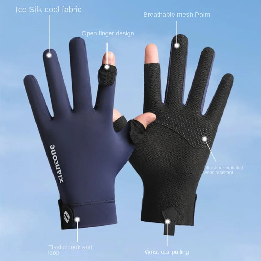 Outdoor Fishing Gloves Touch Screen Anti UV Breathable Motorcycle Racing Gloves Highly Elastic Lightweight Climbing Gloves