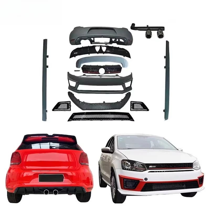 CLY Body Kit for VW POLO Facelift R400 2011-2017 Front Rear Bumper Grille Diffuser Exhaust Pipe Side Skirts Good Quality