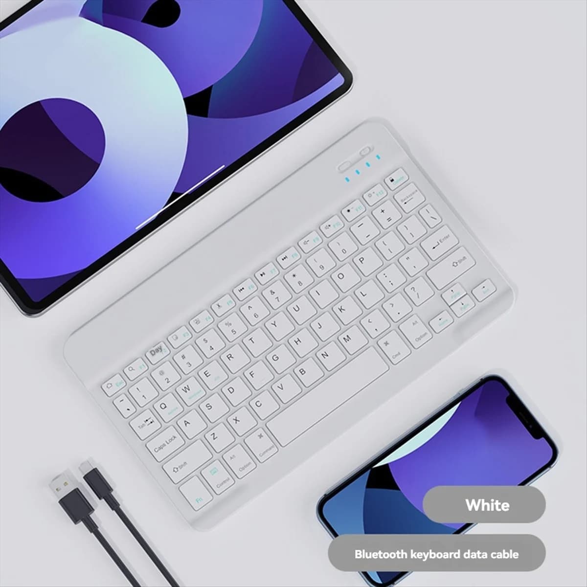 ABLQ Bluetooth Keyboard Portable Keyboard for Tablet PC Tablet Gaming Accessories White