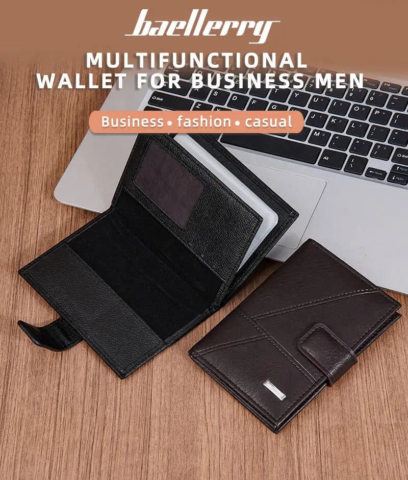 New Men's Short Wallet, Business Style, Lychee Pattern, Buckle Wallet, Unisex Vertical Passport Holder, Card Holder For Men