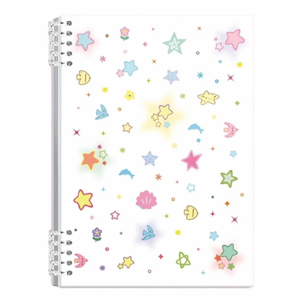 Portable A5/B5 Binder Notebook Star Print Detachable Lined Notebook Dopamine Color Diary Planner Note Taking