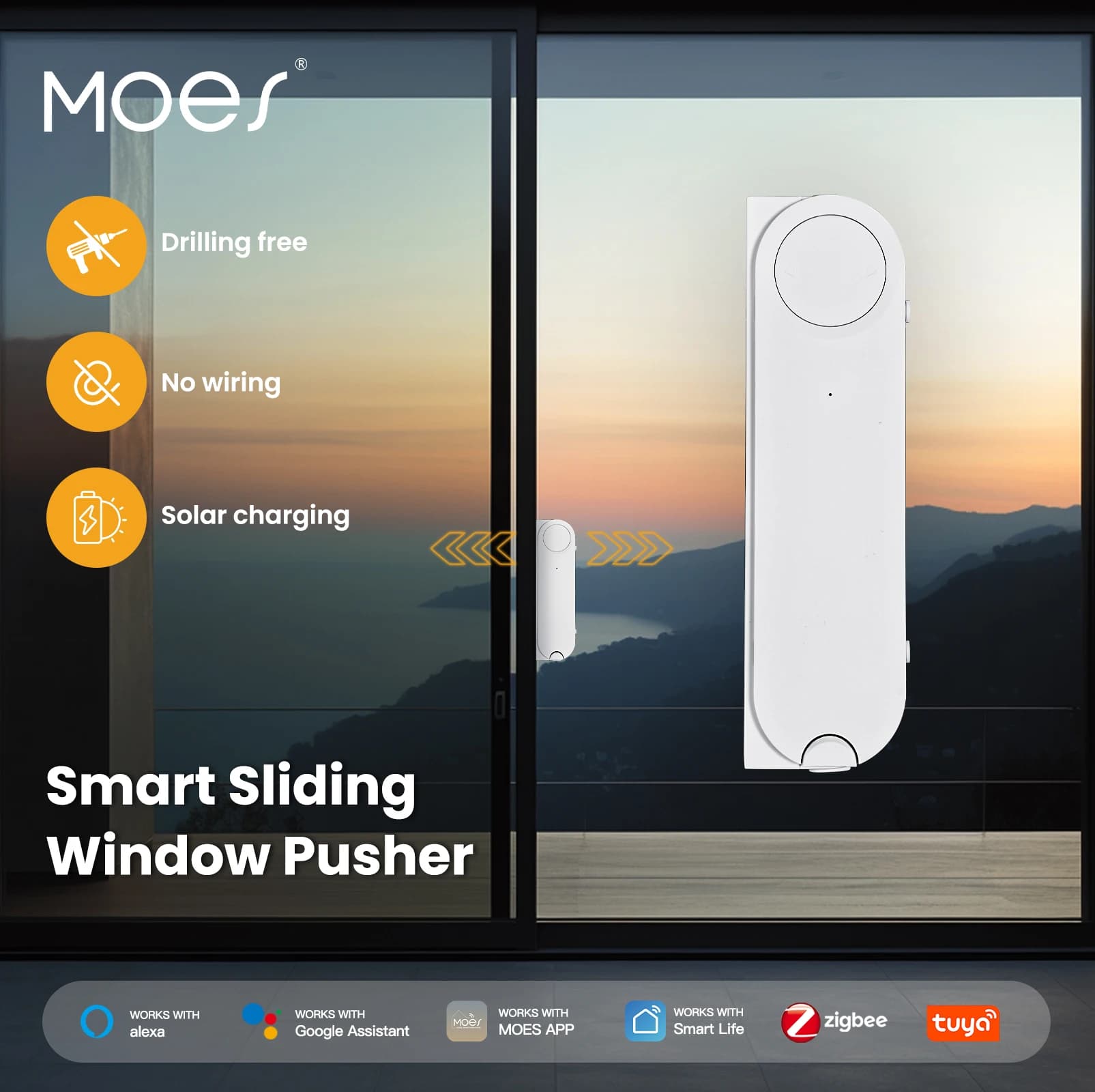 MOES Tuya ZigBee Smart scorrevole Window Pusher apri automatico più vicino App di ricarica solare supporto per telecomando Alexa Google Home