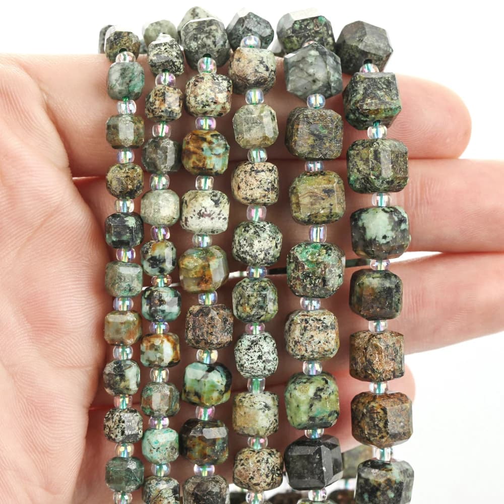 Perline in Pietra Naturale Turchese Africana da 6, 8, 10 mm, Perline Quadrate Sciolte per Creazione Gioielli, Accessori Fai da Te per Braccialetti, 15 Pollici