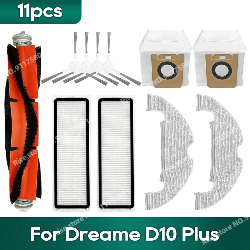 Compatible For Dreame D10 Plus RLS3D Accessories Hepa Filter roller side Brush Mop Dust Bag Vacuum Cleaner Spare Parts