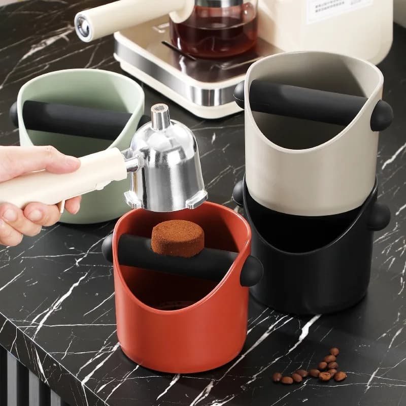 Coffee Knock Box Espresso Dump Bin with Removable Knock Bar, Anti-slip Cafe Coffee Grind Waste Collection Barista Accessories 01