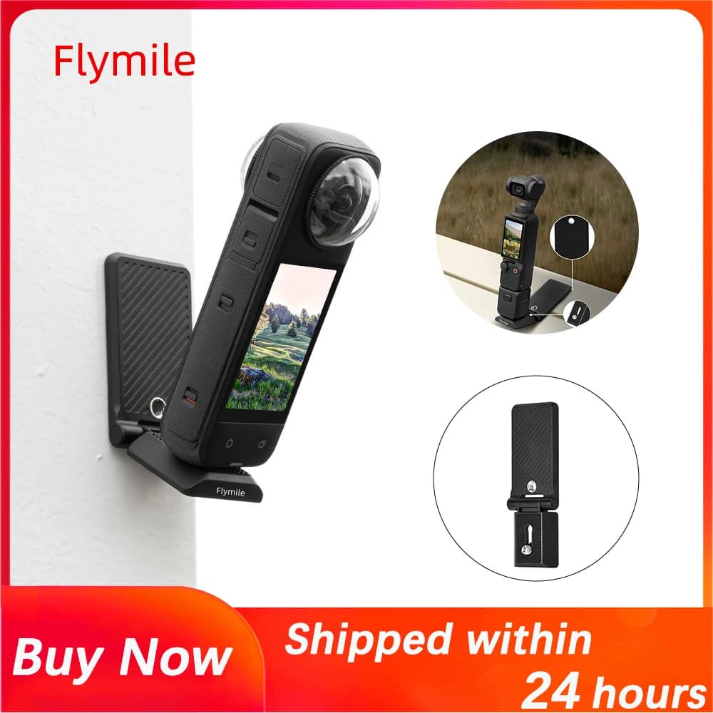 Flymile Supporto magnetico per fotocamera Insta360 X5 X4/DJI Osmo Pocket 3 Supporto pieghevole Staffa ad angolo regolabile Accessori