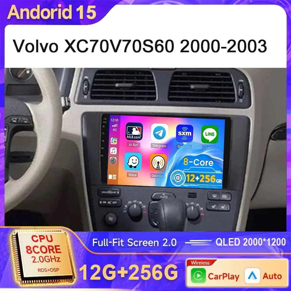 Car Radio For Volvo 2000-2003 XC70V70S60 Wireless Carplay Android Auto Car Stereo Multimedia Player 4G DSP 48EQ