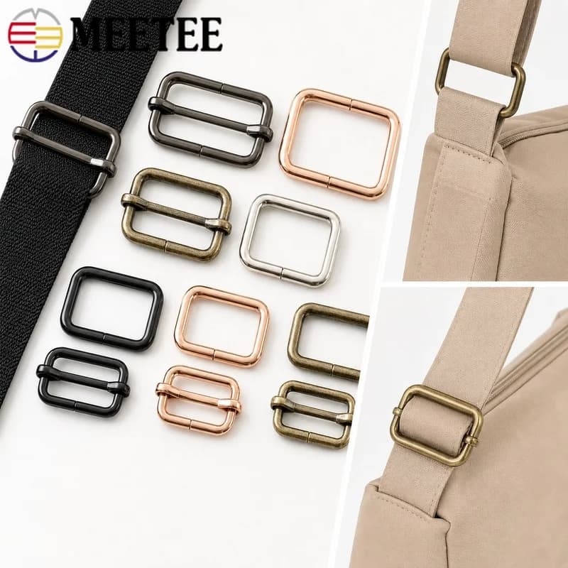 50/100Pcs 20-50mm Metal Rectangle Slider Buckles Zinc Alloy Strap Loop for Backpack Shoulder Adjustment Handbag Connector Repair