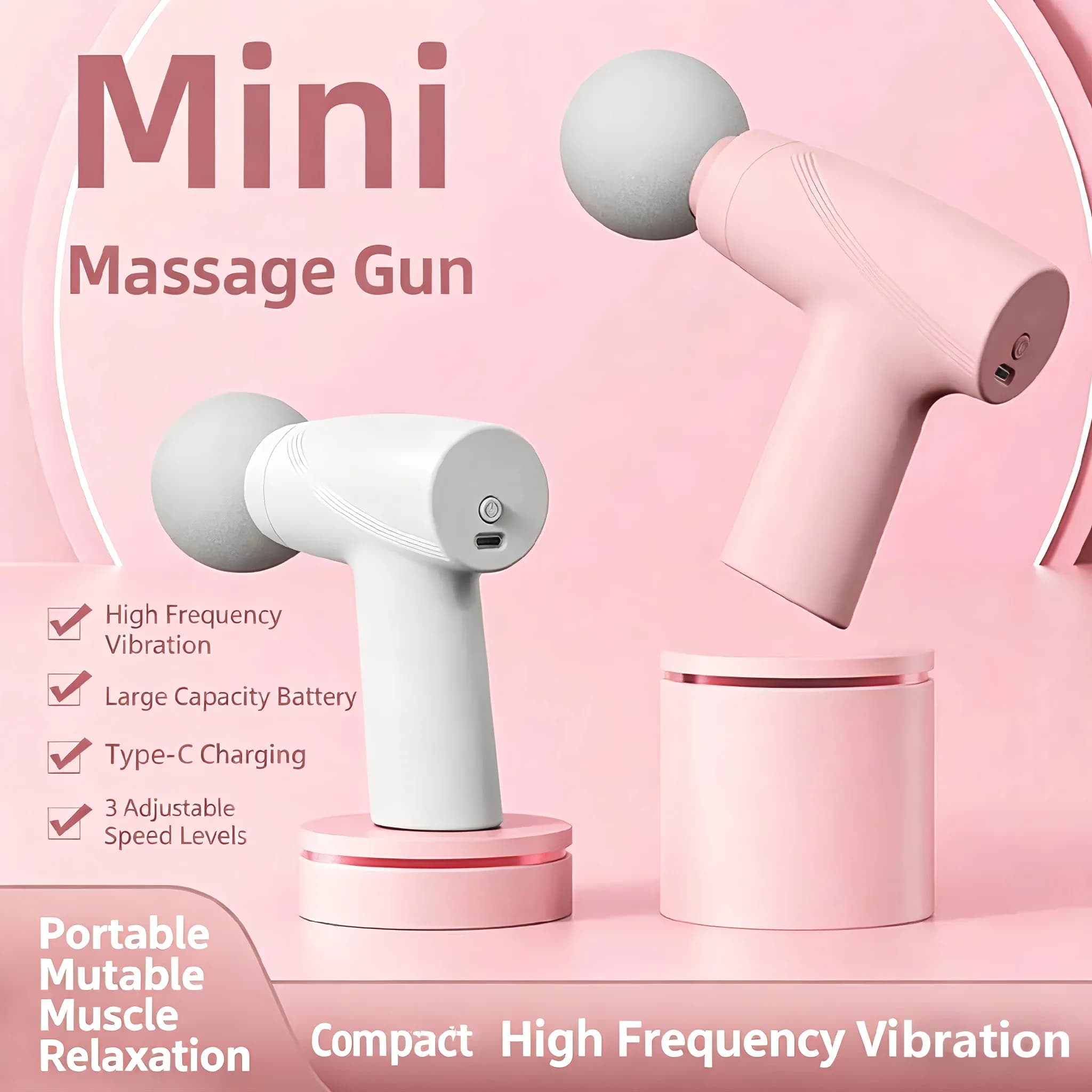 Mini Portable Massage Gun for Textiles Backgrounds, Manual Therapeutic Massage, Fascial Massage Tool and Muscular Therapy