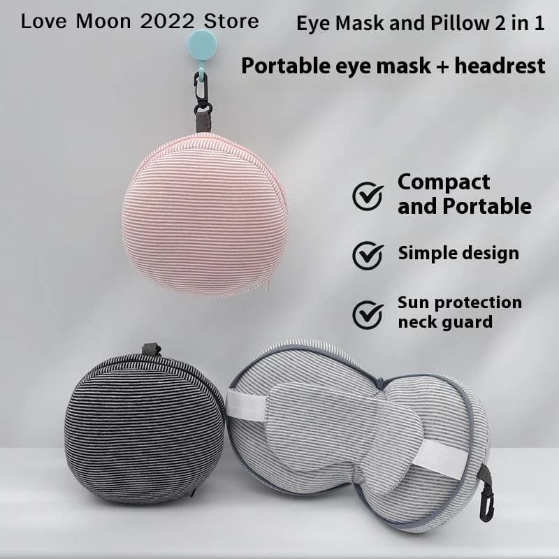 1PCS 2 in 1 Neck Pillow Portable Neck Pillow Sleeping Mask Multifunctional Travel Eye Cover Airplane Office Flight Sleep Rest