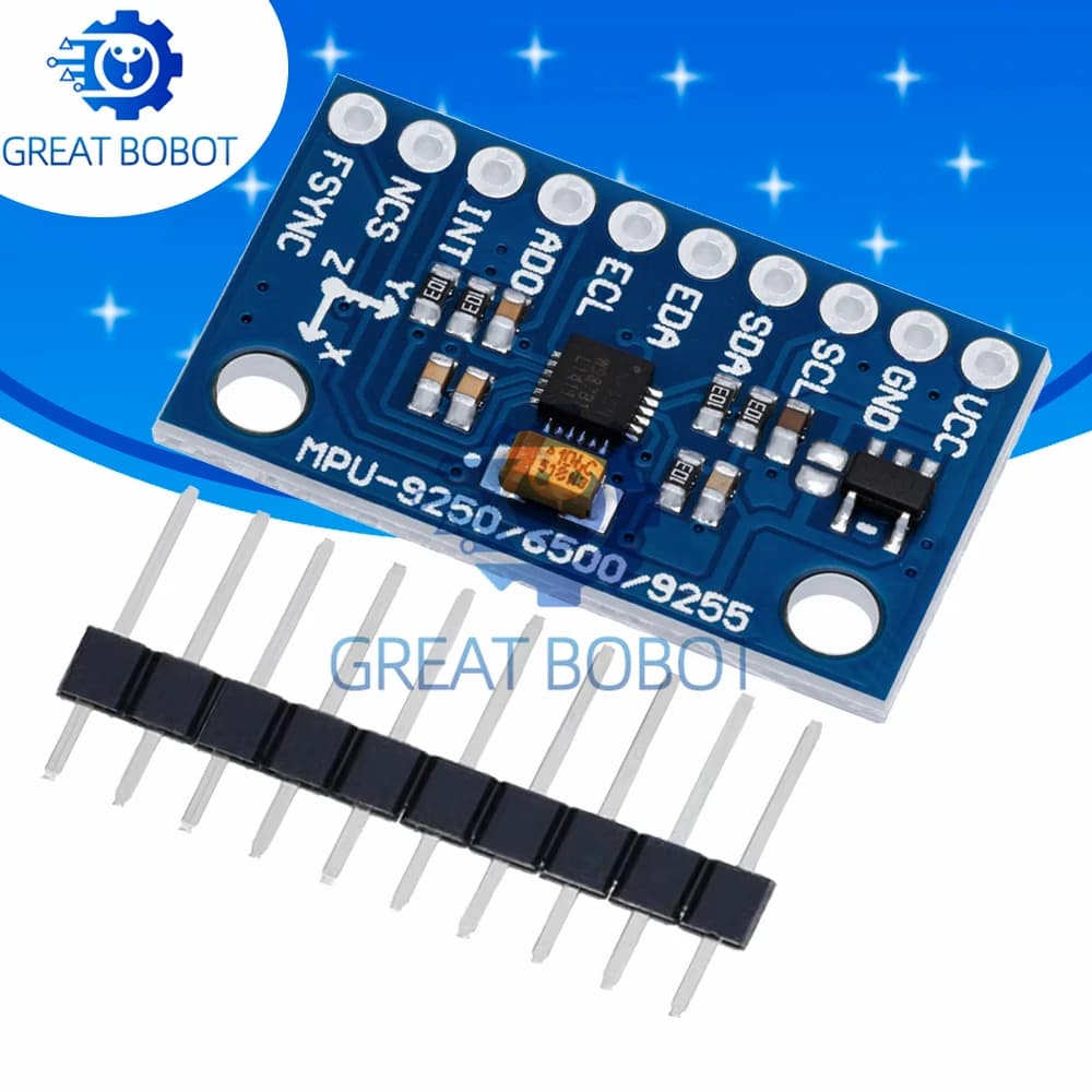 1Pcs GY‑6500 IIC I2C SPI MPU6500 6‑Axis Gyroscope Accelerometer Sensor Module Replace MPU6050 for Arduino with Pins