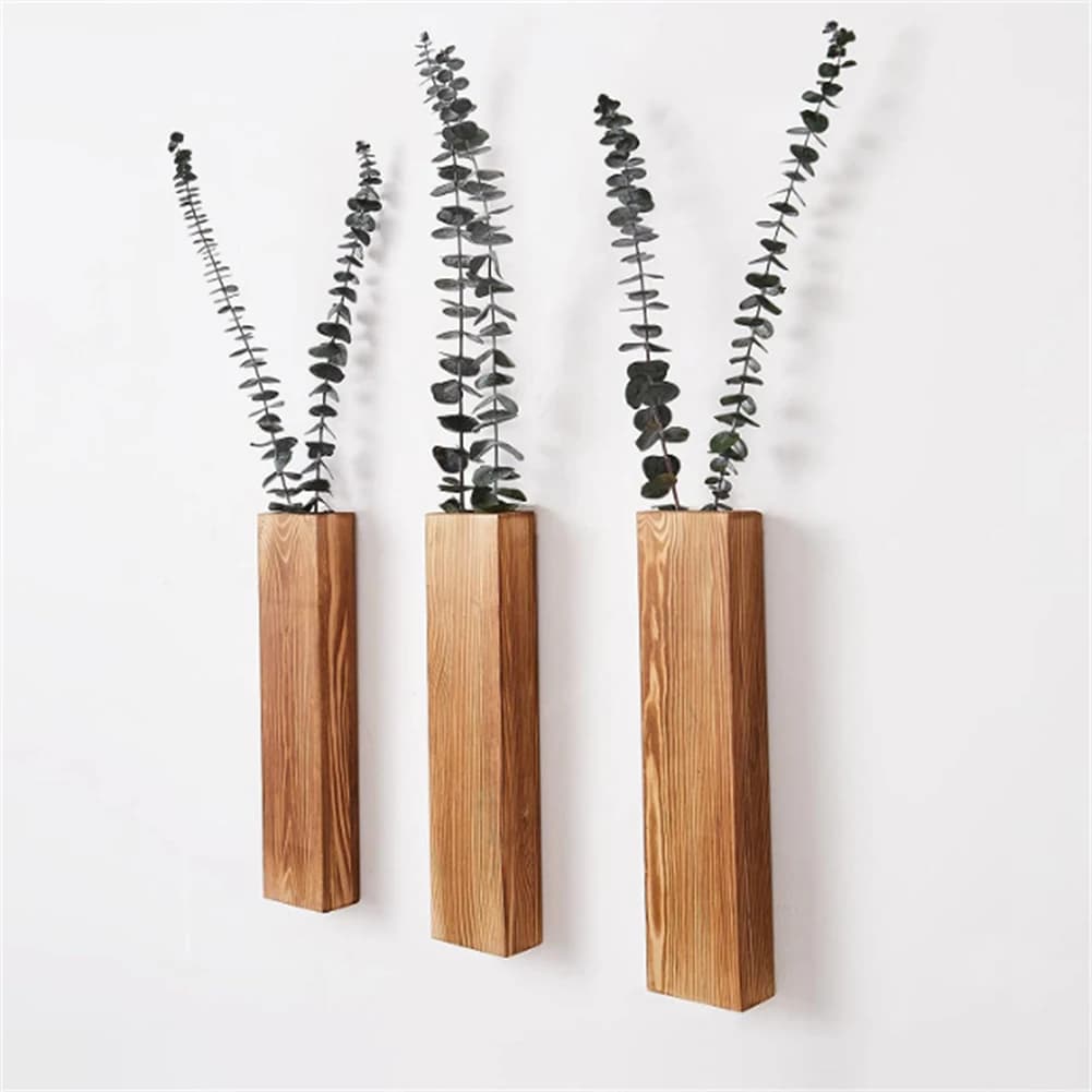 Wall Planter Wooden Wall Decor for Artificial Flower Plants Wall Jar for Suspended Plants for Living Room Bedroom Dining Room Bathroom