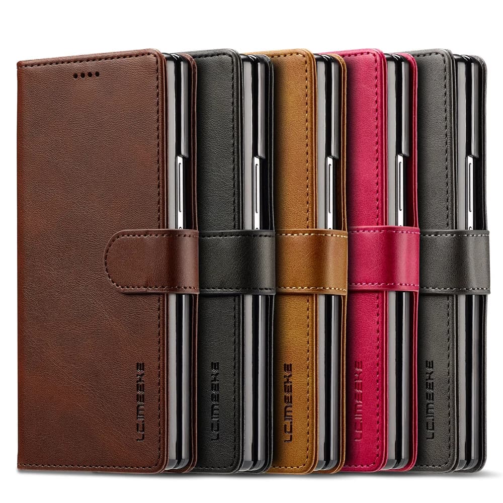 Phone Case for Samsung Galaxy Z Fold 7 6 5 4 3 Fold7 Fold6 Fold5 Fold4 Fold3 5G PU Leather Wallet with Card Cover