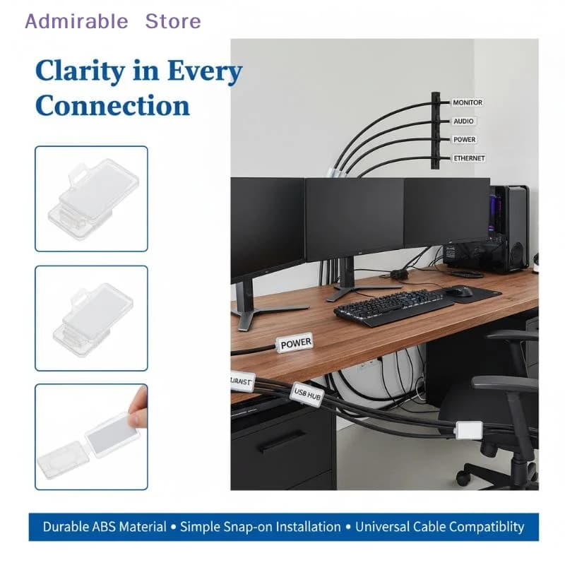 w100pcs Cable Label Tags Plastic Name Marker Holder for Network Router Home Electrical Wire Organization Management