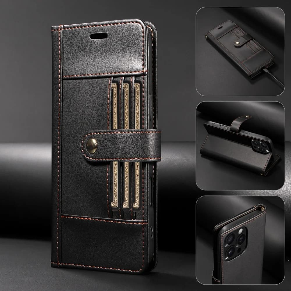 Custodia a Libro in Pelle RFID a 6 Scomparti per Xiaomi Redmi 14C 14R 13C 12C 11A A5 A4 A3 Pro, Cover Lusso Magnetica a Portafoglio