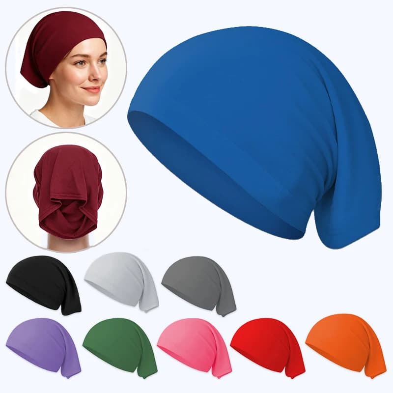 Summer Ice Silk Head Coverings Lightweight Sun Protection Headband Solid Color Moisture-Wicking Quick-Drying UV-Protective Cap