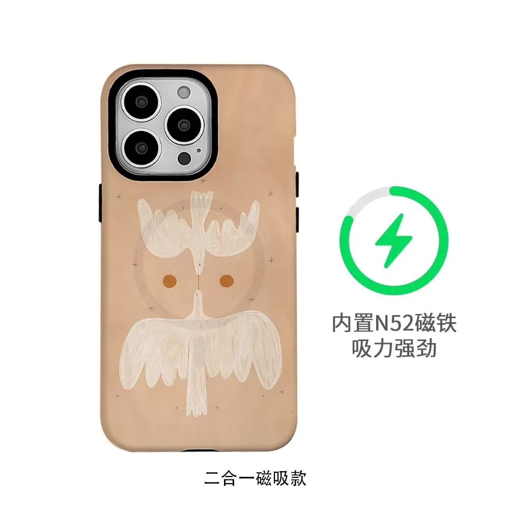Custodia coreana Twin Flying Birds per IPHONE 17Air 16E 16ProMax 15 Plus 14 13 12 11PRO in acrilico TPU due in uno con custodie magnetiche per telefono