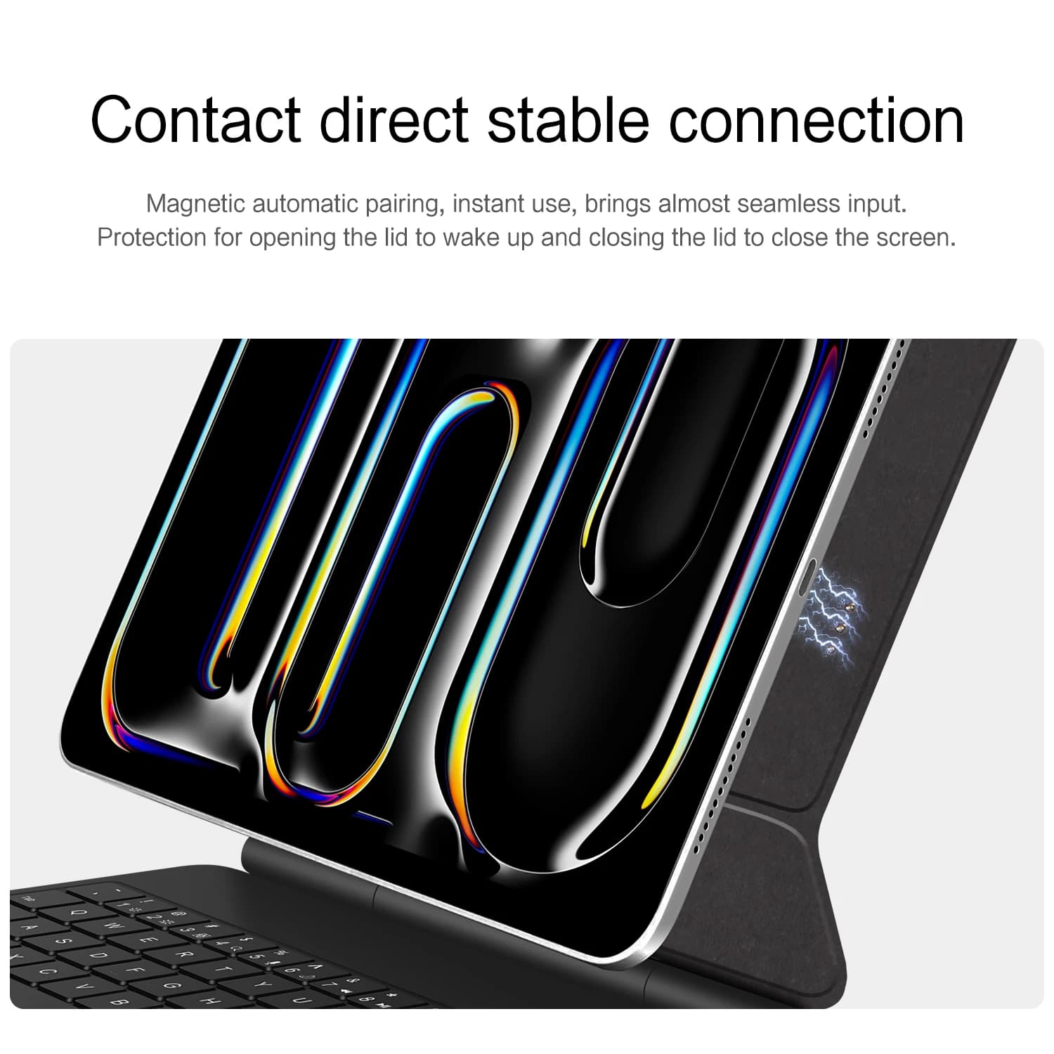 For iPad Pro 11 (2025) / 11 (2024) Smart Pogo Pin Direct Connection Keyboard + Leather Tablet Case - Black