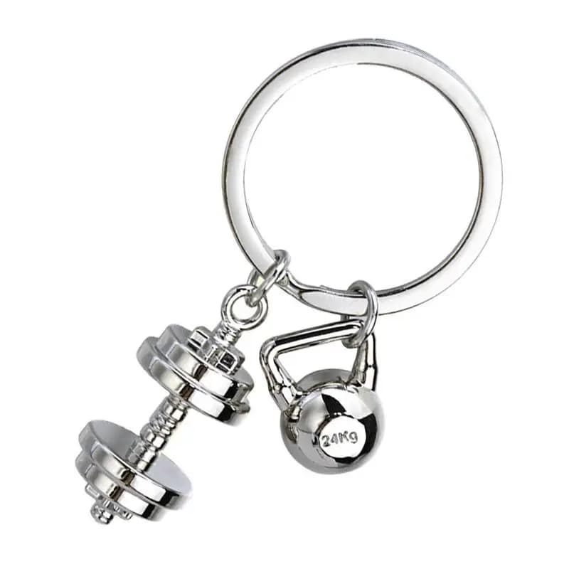 Keychain with handlebars Zinc alloy bag Pendant with handlebars Kettlebell weight plate Design Bag Accessories for Bodybuilding training
