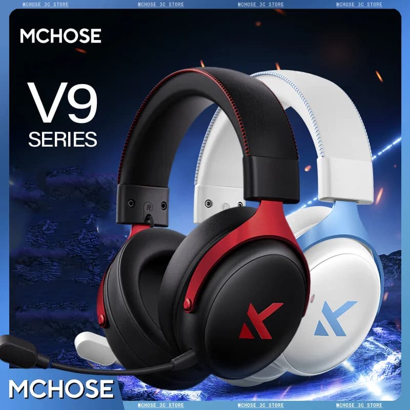 MCHOSE V9 Pro Wireless 7.1 Play Headphones Surround Sound 250-hour battery Headphones with light multiplatform microphone with noise cancellation