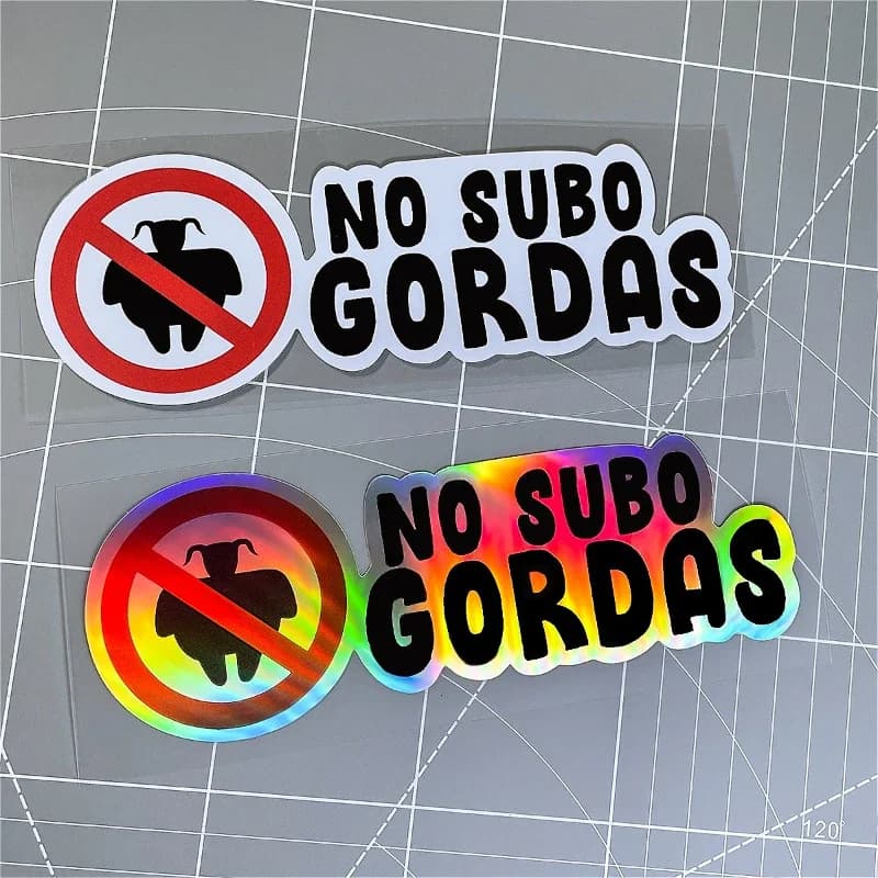 1PC NO SUBO GORDAS Adesivo Moto Spagnolo Impermeabile per Bauletto Moto, Carena, Serbatoio Carburante, Scooter, Finestrino Auto, Decalcomania in Vinile