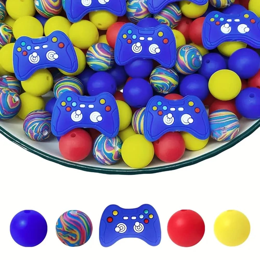 Set di perline in silicone serie gioco da 5/25 pezzi, perfetto per l'artigianato fatto a mano fai-da-te come portachiavi, collane, bracciali, ecc.