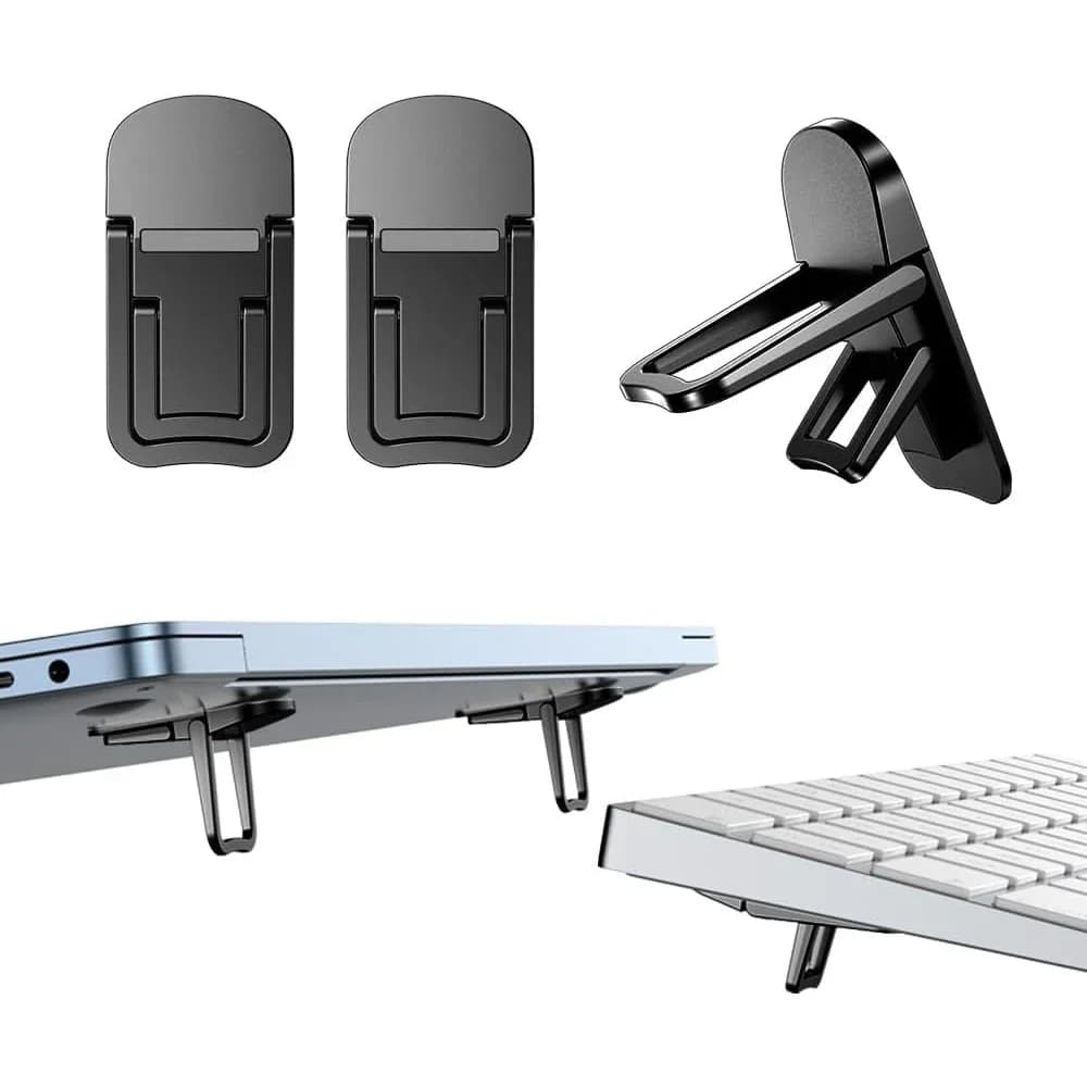 Set di 2 Supporti Pieghevoli per Laptop, Supporto Portatile Regolabile per Notebook, Riser Universale con Raffreddamento per Laptop e Tablet