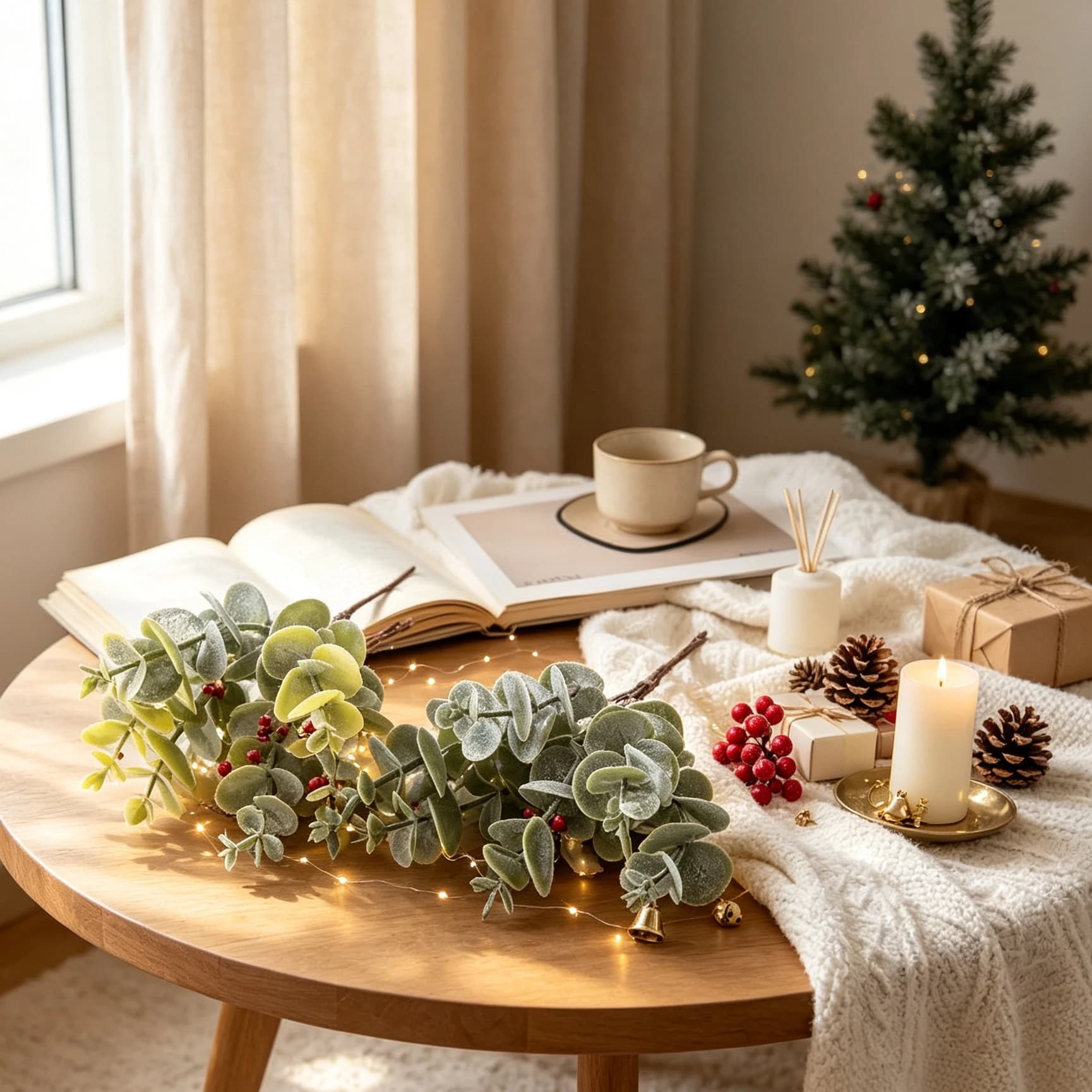 2/4pcs Artificial Eucalyptus Leaves Plastic Flowers Fake Plants Holidays Wreath Christmas Decoration Home Outdoor Garden Wedding