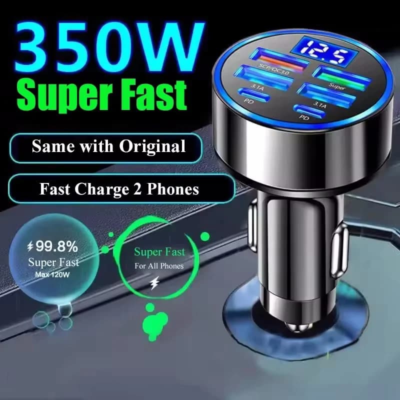 USB 350 W PD QC3.0 Car Charger USB C Type C Adapter for iPhone Samsung Huawei Xiaomi Quick Charging