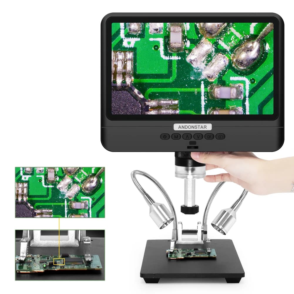 Andonstar AD208 1080P Microscopio digitale per saldatura PCB Schermo LCD da 8,5 pollici per riparazione telefono Saldatura Microscopio Strumenti fai da te