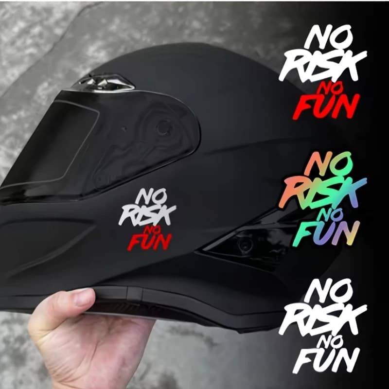 2Risk-free, no-fun motorcycle stickers，Waterproof Vinyl Decal Motorcycle Helmet，Fuel Tank，Electric Scooter，Road Bike，