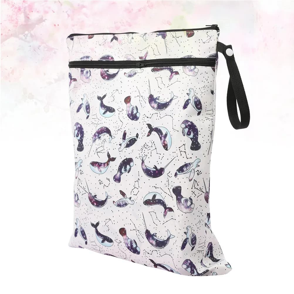 Borsa porta pannolini impermeabile riutilizzabile, custodia per pannolini bagnati e asciutti in cotone stampato, per pannolini, latte e vestiti per neonati, uso interno