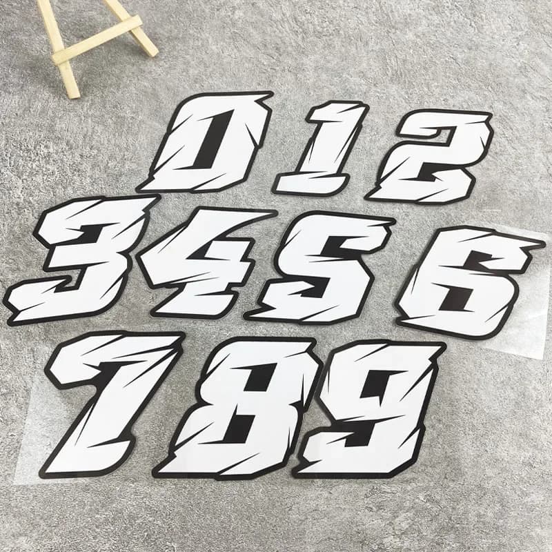 1PC sticker number motorcycle waterproof for helmet bike DIY tank fuel windshield side panels decoration from 0 to 9 vinyl decal