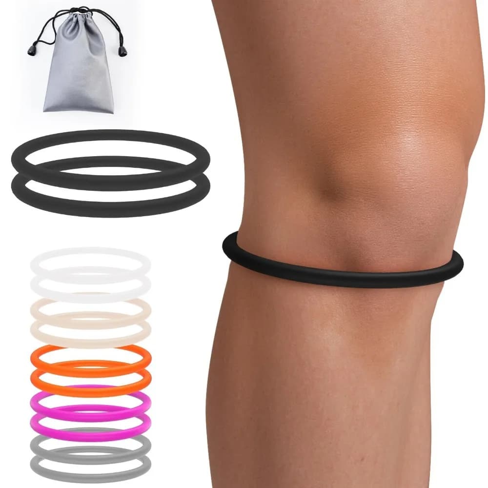 2 Pezzi Fascia Elastica per Ginocchio da Basket, Protezione Fissa per Rotula e Articolazione, in Gomma, per Sport