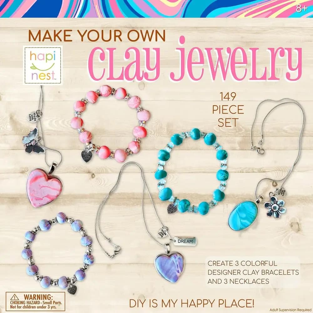 Crea il tuo kit per creare gioielli in argilla per ragazze, creare 3 bracciali e 3 collane