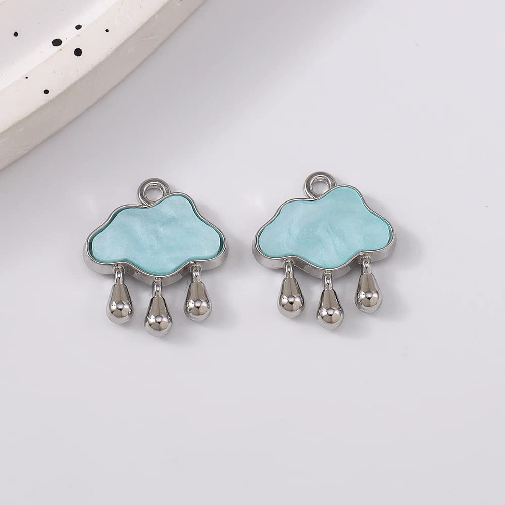 5 Pezzi Ciondoli a Forma di Nuvola e Goccia di Pioggia con Gemme, per Collane, Orecchini, Bracciali, Accessori per Gioielli Fai-da-Te