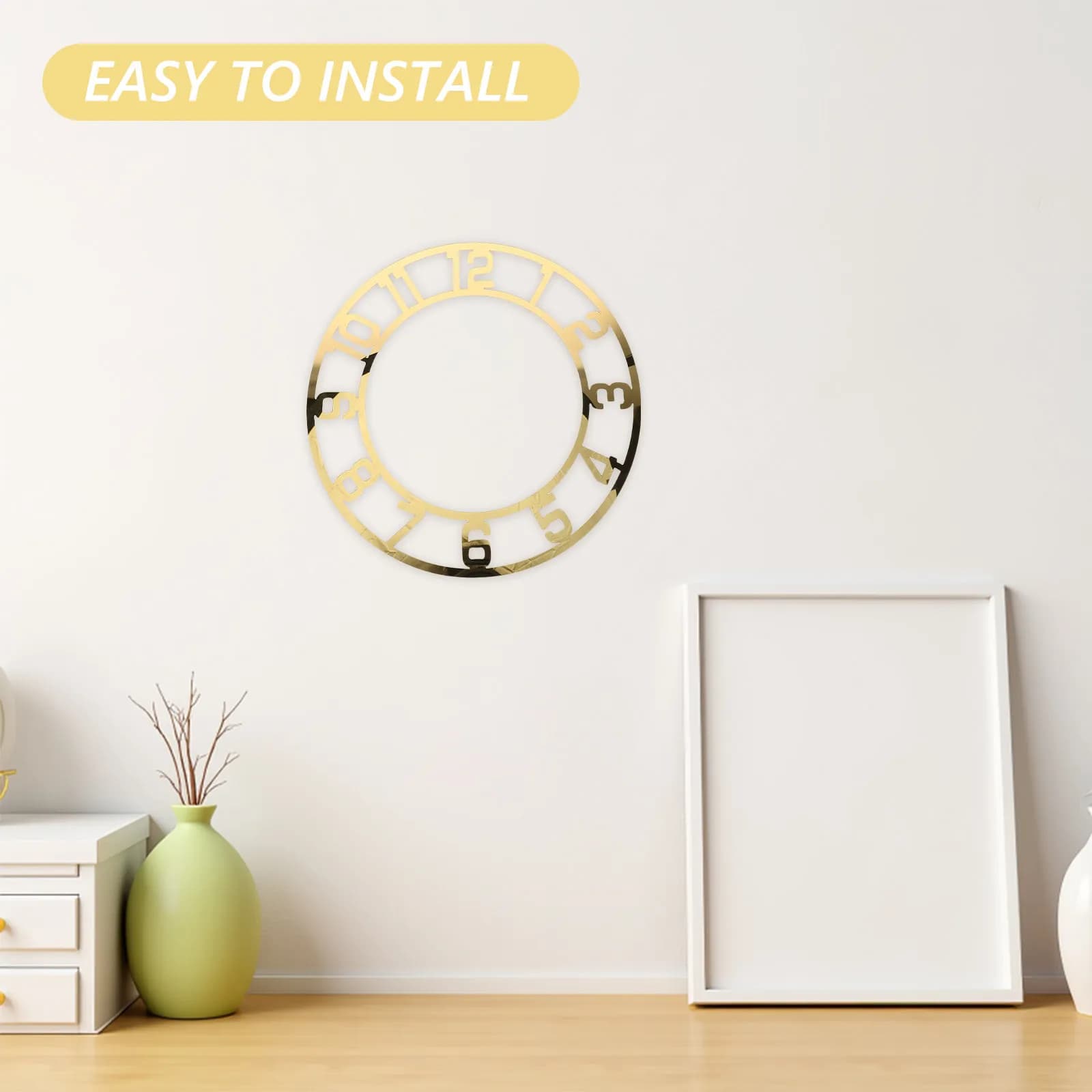 2Pcs Modern Acrylic Mirror Clock Face Round Dial Arab Numerals for Resin DIY Clock Making Panels Wall Decorations Living Room